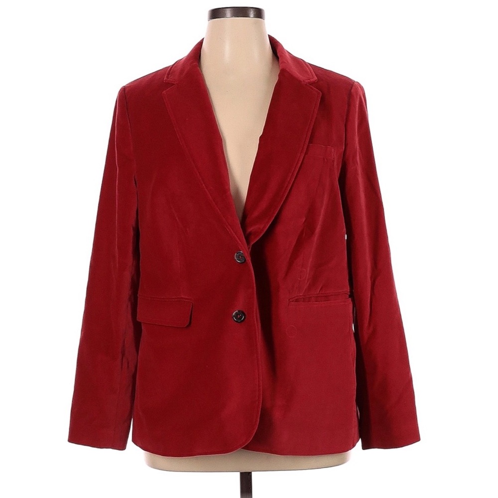 [Plus] Boden Red Velvet Velour Blazer | 16